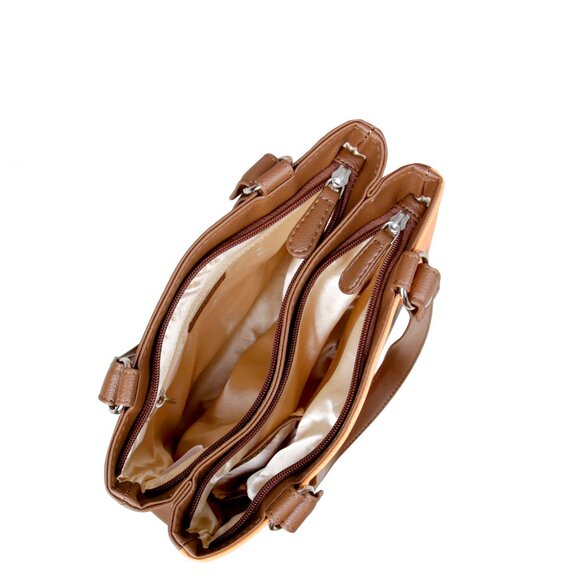 Printed Leather Shoulder Tote Bag for Women – Top Handle Handbag Purse Work - Picture 5 of 9